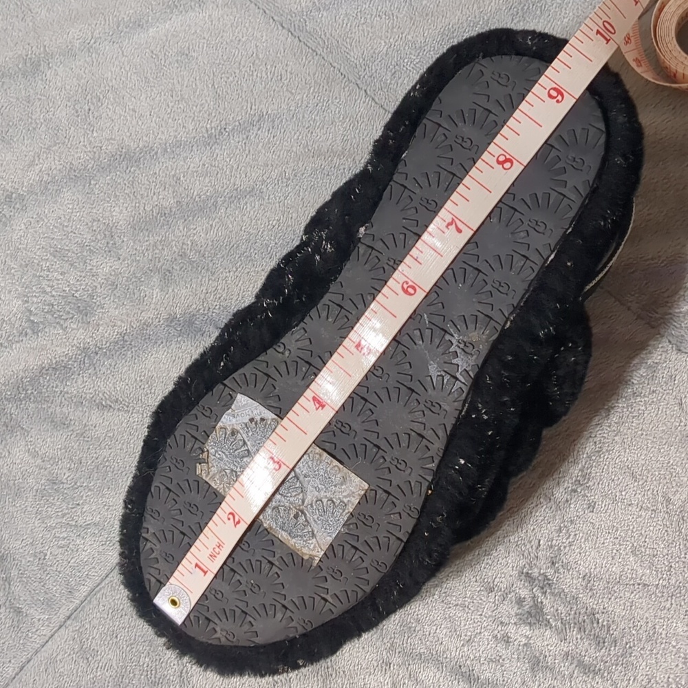 ugg fluff yeah metallic sparkle slides black silver women's size 5.5 - Picture 9 of 11